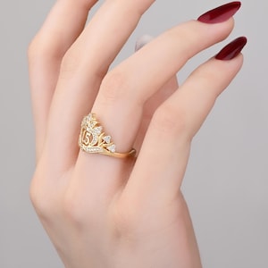 14K Solid Gold 15 Años Crown Ring with Cross, Quinceañera Sweet 15 Jewelry Gift, Custom Solid Gold Birthday Ring for Her