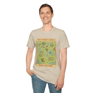 Walt Disney World 2025 Edition Karte T-Shirt, Unisex Disney T-Shirt für Vergnügungspark-Liebhaber, Familienurlaub Shirt, Reise-Andenken, Geschenk für (...)
