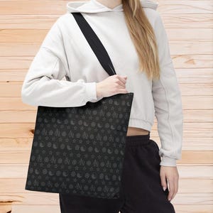 Spiritual Symbols Tote Bag: Yin Yang, Pentagrams - Boho Chic Handbag
