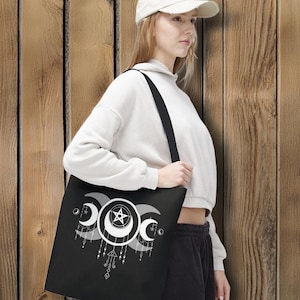 Moon Mystic Tote Bag: Celestial Lunar Canvas Carryall