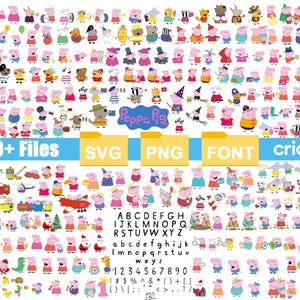 Paquete SVG de cerdo de granja kawaii para Cricut y Silhouette, conjunto de imágenes prediseñadas de animales lindos, archivos vectoriales de cerdo pastel para camisetas infantiles y pegatinas.