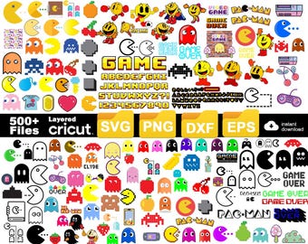 Pakiet SVG gier retro arcade: grafika pikselowego ducha dla Cricut