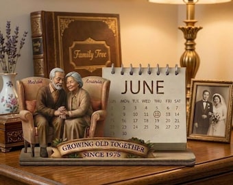Personalized Growing Old Together Since Wooden Sign, Custom Elderly Couple Rocking Chair Frame, Custom Names Wedding Anniversary Gift