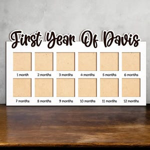 Personalized My First Year Photo Frame – Wooden Baby Milestone Board, 12 Month Picture Display, Newborn Keepsake Gift, Baby Memory Frame image 4