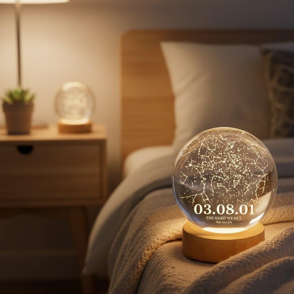 Personalized Star Map Crystal Ball LED Night Light by Date, Custom ...
