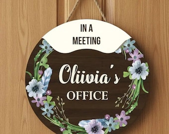 Personalized Rotating Office Door Sign, Custom Work Status Spinner, Manager Office Decor, School Office Privacy Sign