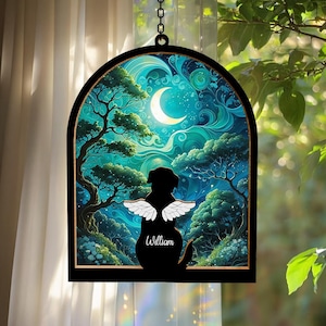 Hunde-Memorial Suncatcher, personalisierte Haustier-Erinnerung Geschenk, kundenspezifische Fenster-hängende Verzierung, Haustier-Verlust-Sympathiegeschenk für Hundeliebhaber