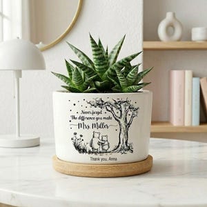 Maceta personalizada para profesores, regalo de agradecimiento para profesores, decoración con cita inspiradora, idea de regalo de agradecimiento para profesores