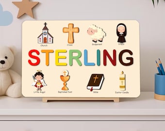 Personalized Wooden Name Puzzle – Baby Christening Gift, Baptism Keepsake, Toddler Learning Toy, Custom Puzzle Christmas Gift