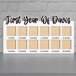 Personalized My First Year Photo Frame – Wooden Baby Milestone Board, 12 Month Picture Display, Newborn Keepsake Gift, Baby Memory Frame image 5