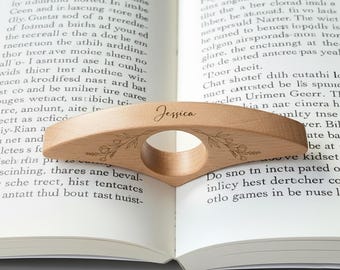 Personalized Wooden Book Page Holder, Engraved Thumb Spreader, Custom Reading Tool Gift for Book Lovers