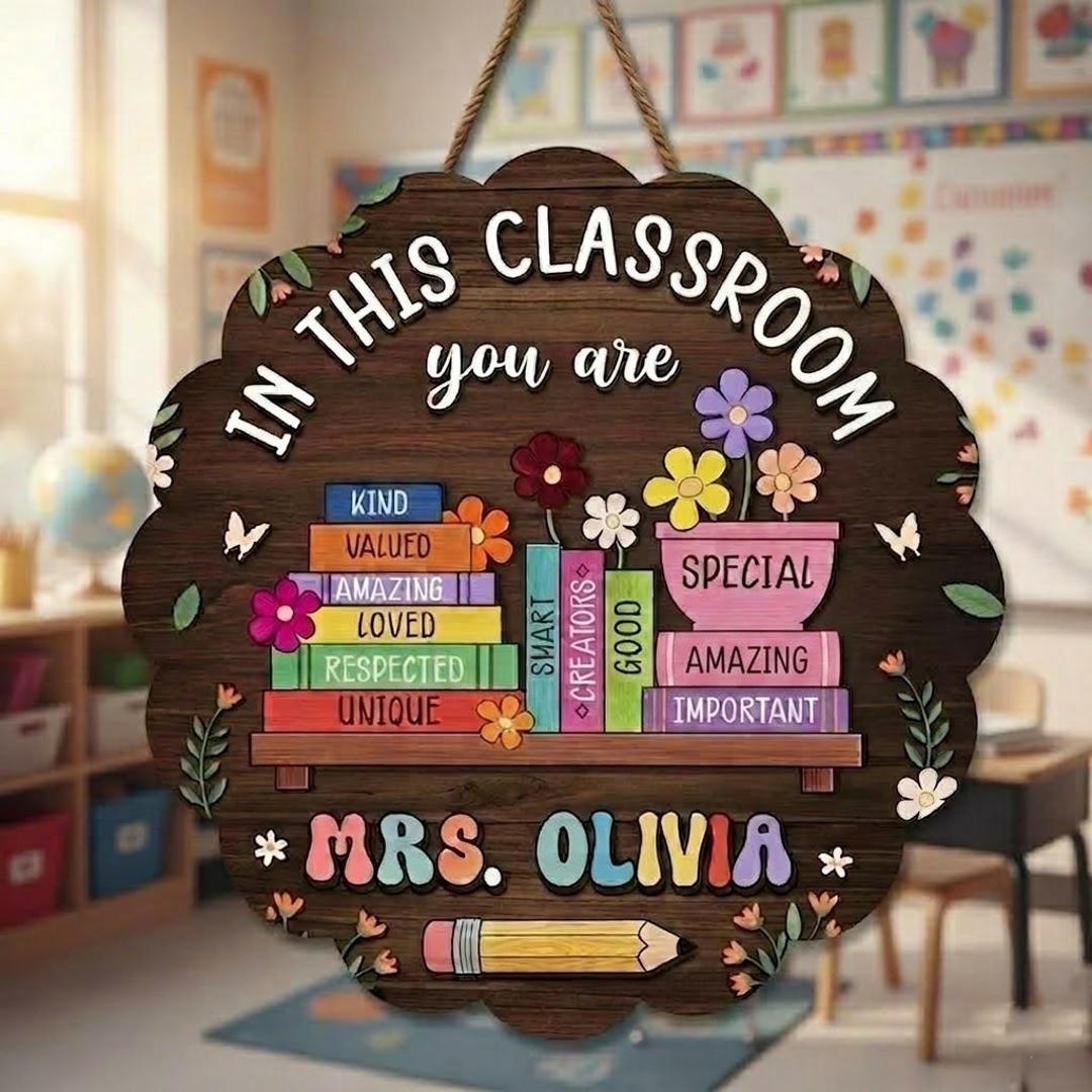 Custom Teacher 3D Door Hanger, Personalized Teacher Name Sign, in This ...