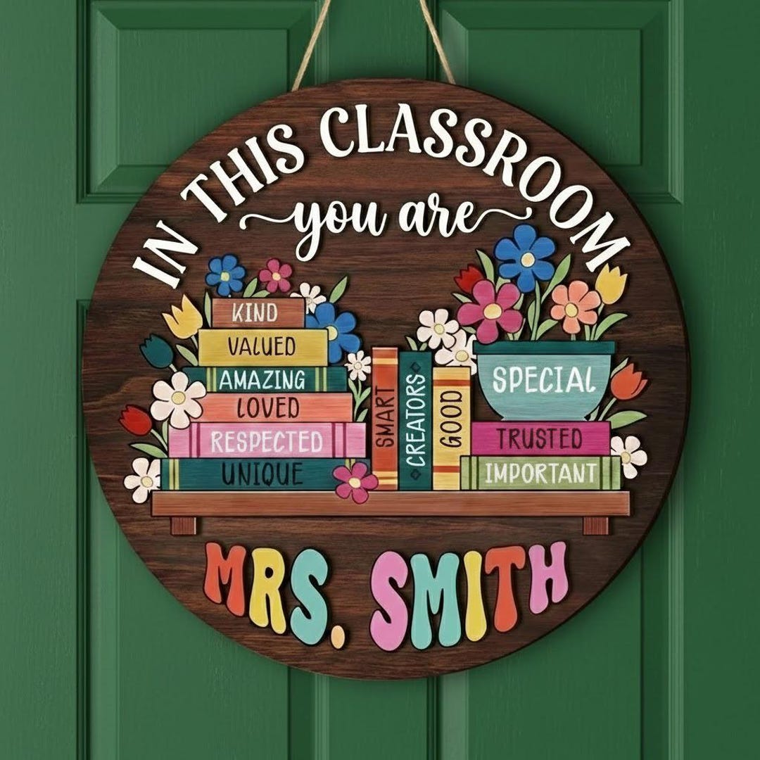 Custom 3D Teacher Name Door Hanger, Personalized Classroom Welcome Sign ...