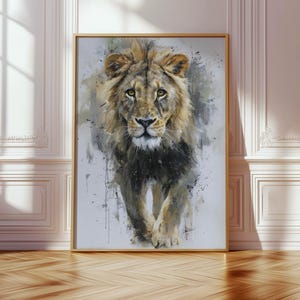 Lion Poster – abstract lion art as a modern animal poster, minimalist painted wall picture for poster nature and safari poster decoration image 10