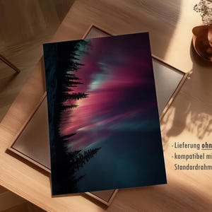 Northern Lights Poster – Night Sky Art over Forest, Mystical Landscape as Nature Poster and Modern Poster for Living Room Wall Art image 7