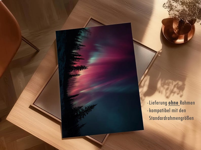 Northern Lights Poster – Night Sky Art over Forest, Mystical Landscape as Nature Poster and Modern Poster for Living Room Wall Art image 7