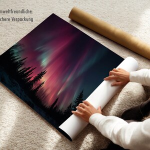 Northern Lights Poster – Night Sky Art over Forest, Mystical Landscape as Nature Poster and Modern Poster for Living Room Wall Art image 6