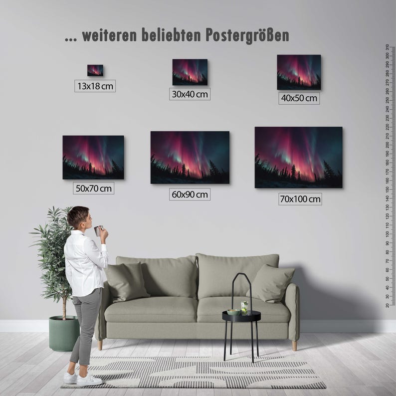Northern Lights Poster – Night Sky Art over Forest, Mystical Landscape as Nature Poster and Modern Poster for Living Room Wall Art image 5
