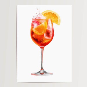 Poster Aperol Spritz con arancia e cubetti di ghiaccio – decorazione per cucina soggiorno, cocktail bar estivo