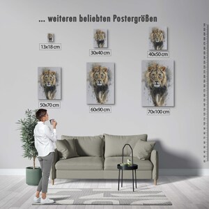 Lion Poster – abstract lion art as a modern animal poster, minimalist painted wall picture for poster nature and safari poster decoration image 5