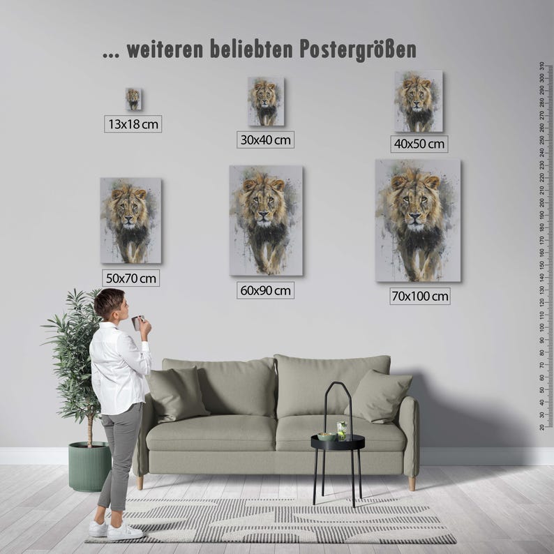 Lion Poster – abstract lion art as a modern animal poster, minimalist painted wall picture for poster nature and safari poster decoration image 5