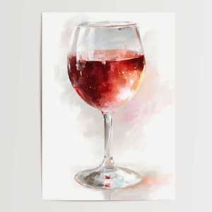 Poster Bicchiere Vino Rosso Dipinto Arte Vino Rosso Casa Bar Cucina Sala da Pranzo Immagine