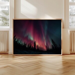 Northern Lights Poster – Night Sky Art over Forest, Mystical Landscape as Nature Poster and Modern Poster for Living Room Wall Art image 10
