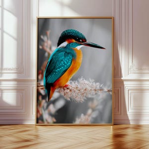 Kingfisher poster – colorful nature print as a modern bird poster for pictures living room & wall art, animal poster without frame FSC paper image 10