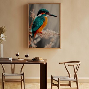 Kingfisher poster – colorful nature print as a modern bird poster for pictures living room & wall art, animal poster without frame FSC paper image 9