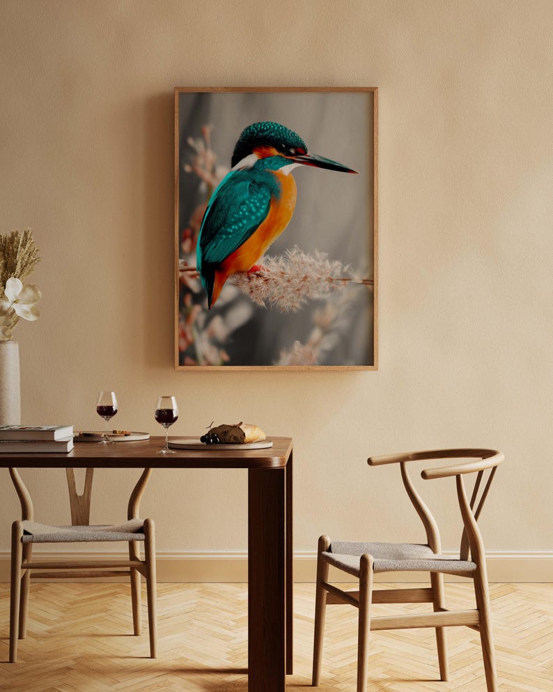 Kingfisher poster – colorful nature print as a modern bird poster for pictures living room & wall art, animal poster without frame FSC paper image 9