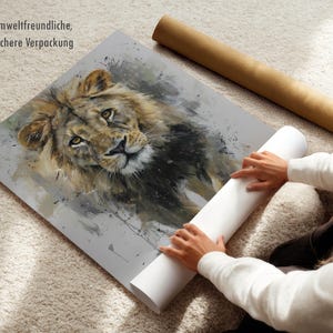 Lion Poster – abstract lion art as a modern animal poster, minimalist painted wall picture for poster nature and safari poster decoration image 6