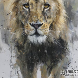 Lion Poster – abstract lion art as a modern animal poster, minimalist painted wall picture for poster nature and safari poster decoration image 3