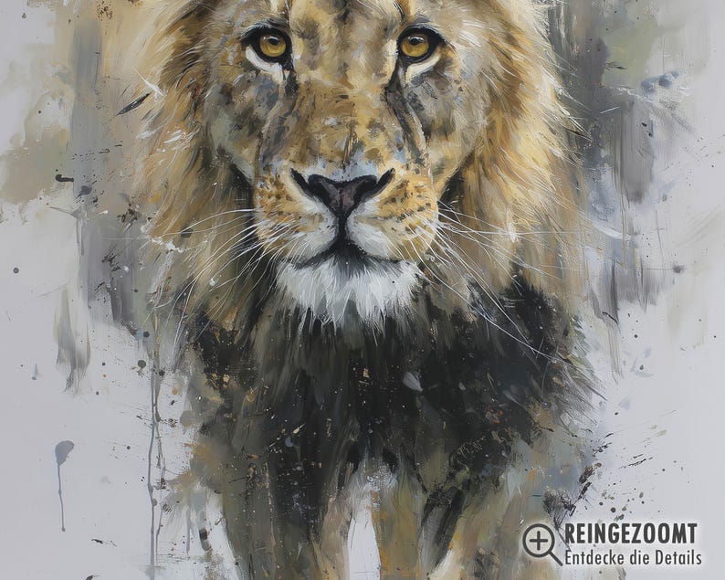 Lion Poster – abstract lion art as a modern animal poster, minimalist painted wall picture for poster nature and safari poster decoration image 3