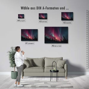 Northern Lights Poster – Night Sky Art over Forest, Mystical Landscape as Nature Poster and Modern Poster for Living Room Wall Art image 4