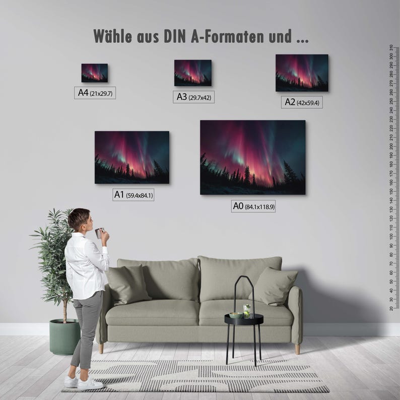 Northern Lights Poster – Night Sky Art over Forest, Mystical Landscape as Nature Poster and Modern Poster for Living Room Wall Art image 4
