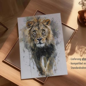 Lion Poster – abstract lion art as a modern animal poster, minimalist painted wall picture for poster nature and safari poster decoration image 7