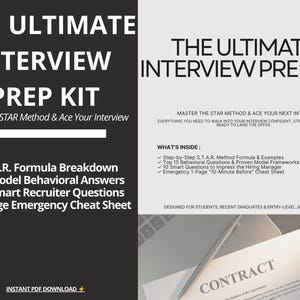 Job Interview Prep Kit | STAR Method Cheat Sheet | Behavioral Interview Questions Answers Guide | College Student Internship Career Prep PDF