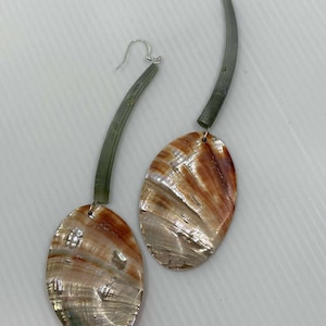 Abalone and Green Dentalium earrings