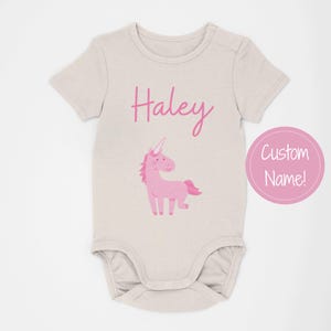 Personalized Unicorn baby girl Onesie® Custom Baby Bodysuit, Personalized Baby Gift, Custom Name Girl Onesie® Baby Shower Gift, Baby Outfit