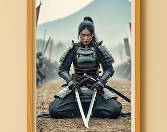 Samurai Warrior Woman Wall Art Poster Picture – Japanese Warrior Digital Download Print JPG, jap-3