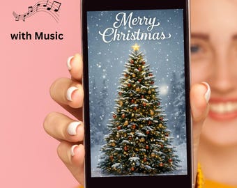 Animated Merry Christmas E-Card with Music – 1080×1920 Holiday Video with Christmas Tree & Snow – Digital Greeting Card – christmas-4