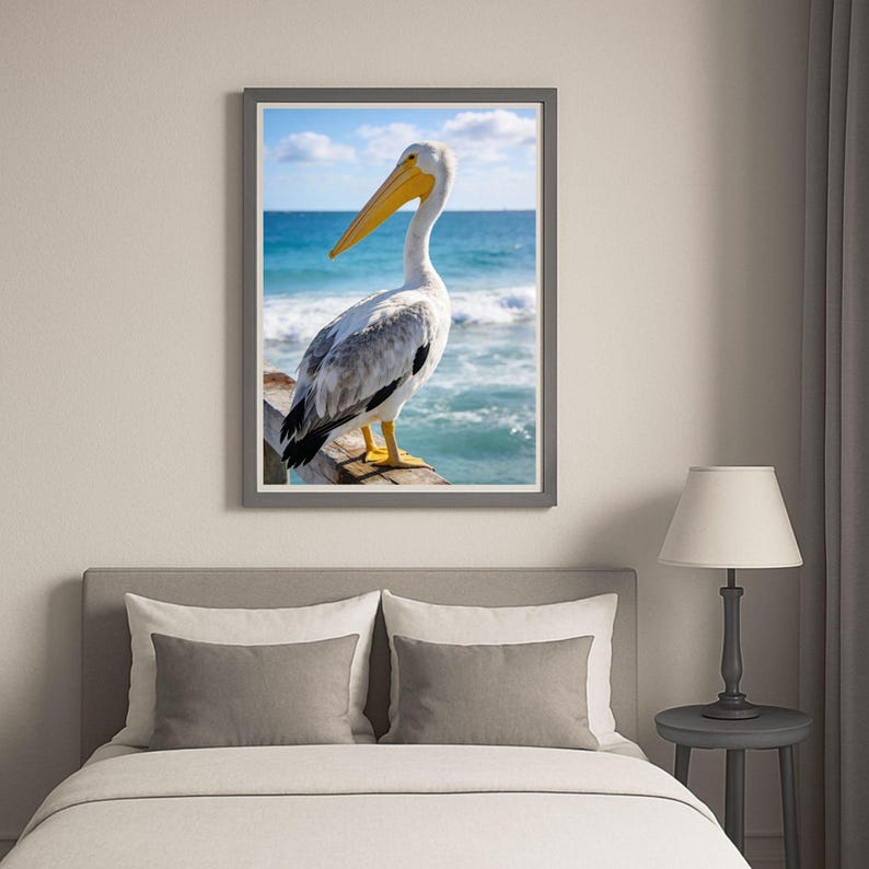 Pelican Picture – Ocean Beach – Coastal Wall Art Poster – Marine Animal ...