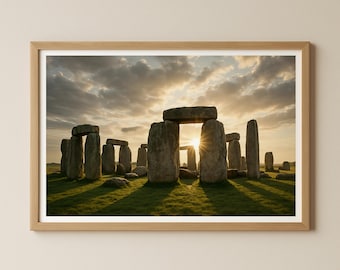 Stonehenge Sunrise Wall-Art Poster – Ancient Monument Wall Art – Megalithic Site Print – Nature Art – Spiritual Landscape – Gift