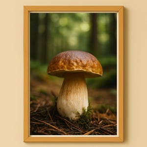 Steinpilz Wandbild Poster Bild – Waldszene Fotodruck – Naturdeko für Küche oder Wohnzimmer – Digitaler Download JPG