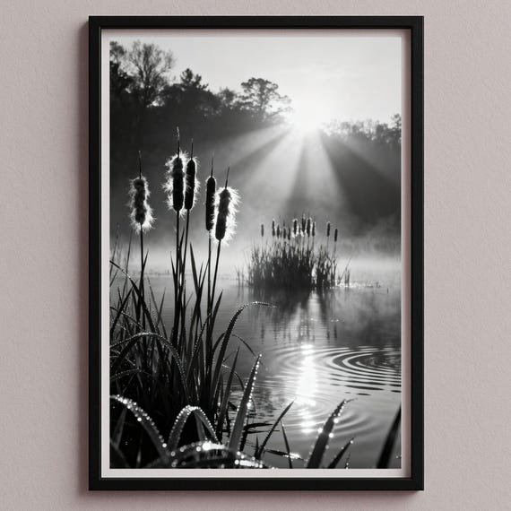 Schilf am See im Sonnenlicht Wandbild Poster Bild – stimmungsvolle Naturaufnahme für ruhige Deko – hochwertiger digitaler Druck JPG – sze-96