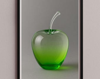 Grüner Glasapfel Wandbild Poster Bild – moderne Illustration – eleganter Minimalismus – hochwertiger Druck JPG – so-17