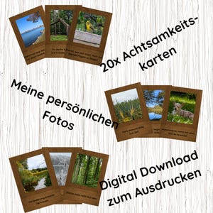 20 Achtsamkeitskarten mit echten Naturfotos • Affirmationen zum Ausdrucken • Selbstfürsorge Set • Sofort-Download • A4 Digitaldruck