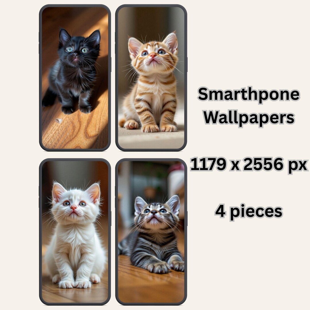 Cute Cat Smartphone Wallpaper Set – 4 Kitten Phone Background Pictures ...