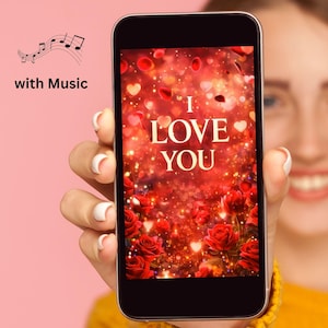Animated I Love You E-Card with Romantic Guitar Music, Valentine's Day – MP4 Phone Video for Couples – Digital Love Message – Love-1