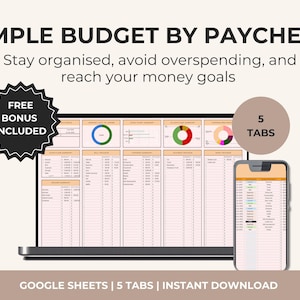 Google Sheets Budget Planner: Monthly Budget Spreadsheet, Subscription Tracker (Digital Download